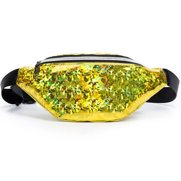 Holographic Fanny Packs 80s 90s Retro Glitter Shiny Waist Hip Travel Bag Purse - Picture 5 of 6